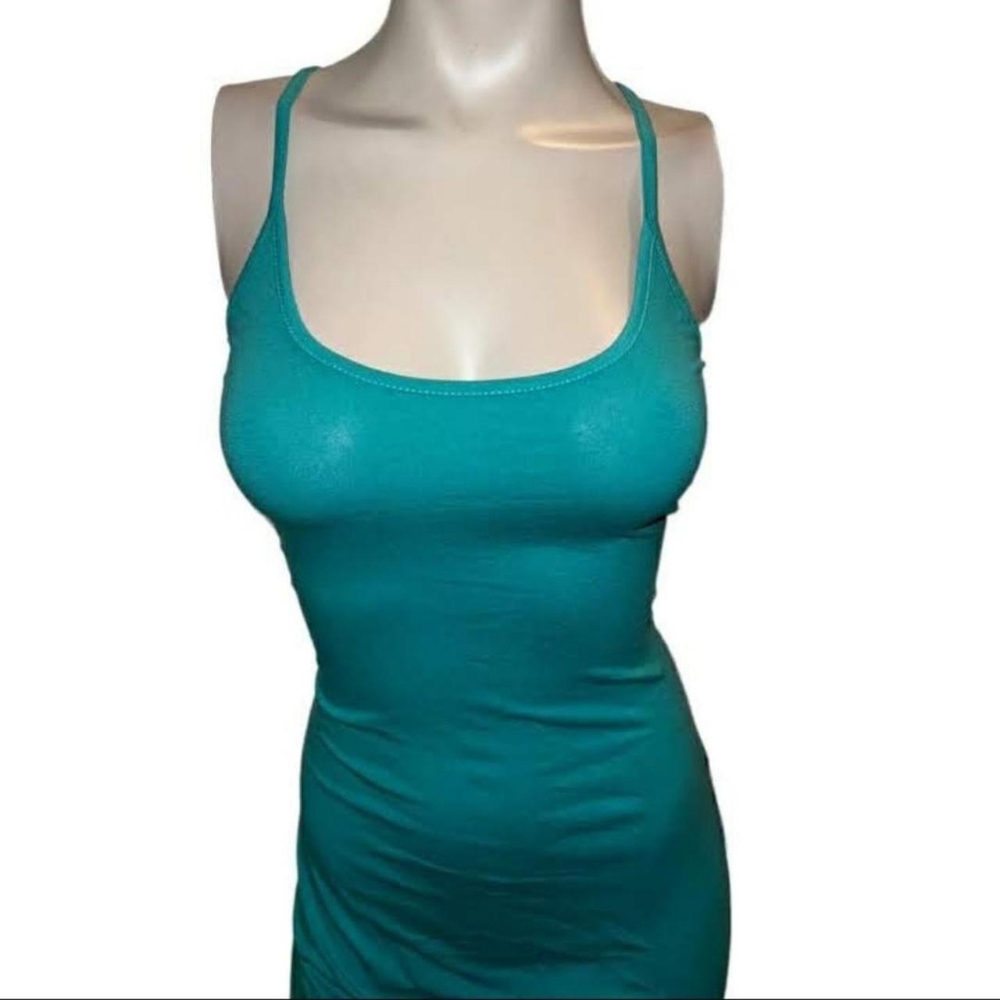 🆕Turquoise Cami Strap Bodycon Romper~Size L - Picture 4 of 9